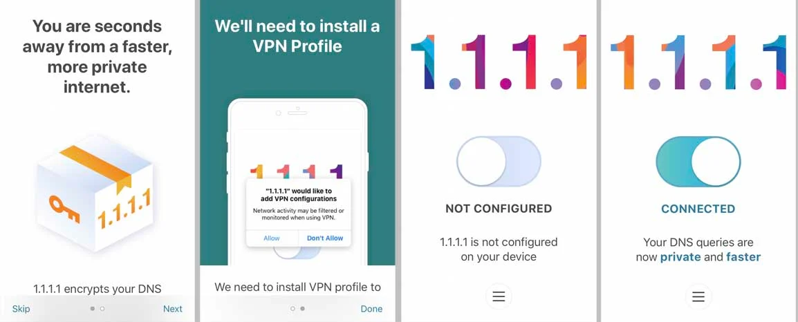 cach cai dat 1.1.1.1 mobile